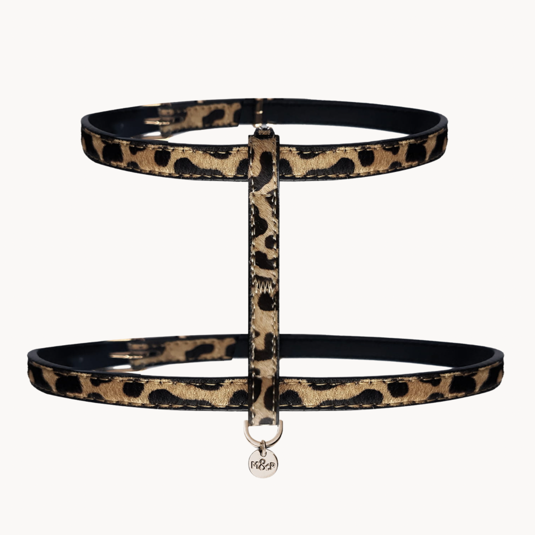 Leopard Leather Cat Harness