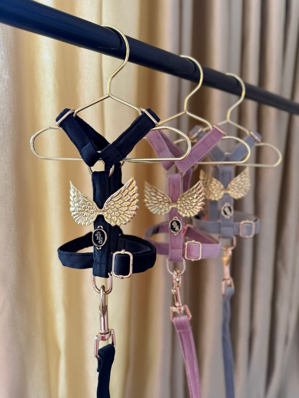 Wings Black Velour Harness
