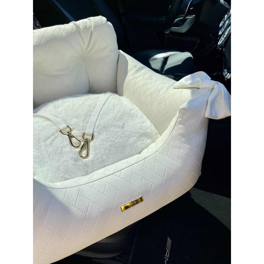 White Elegance Exclusive Vegan Leather Car Seat