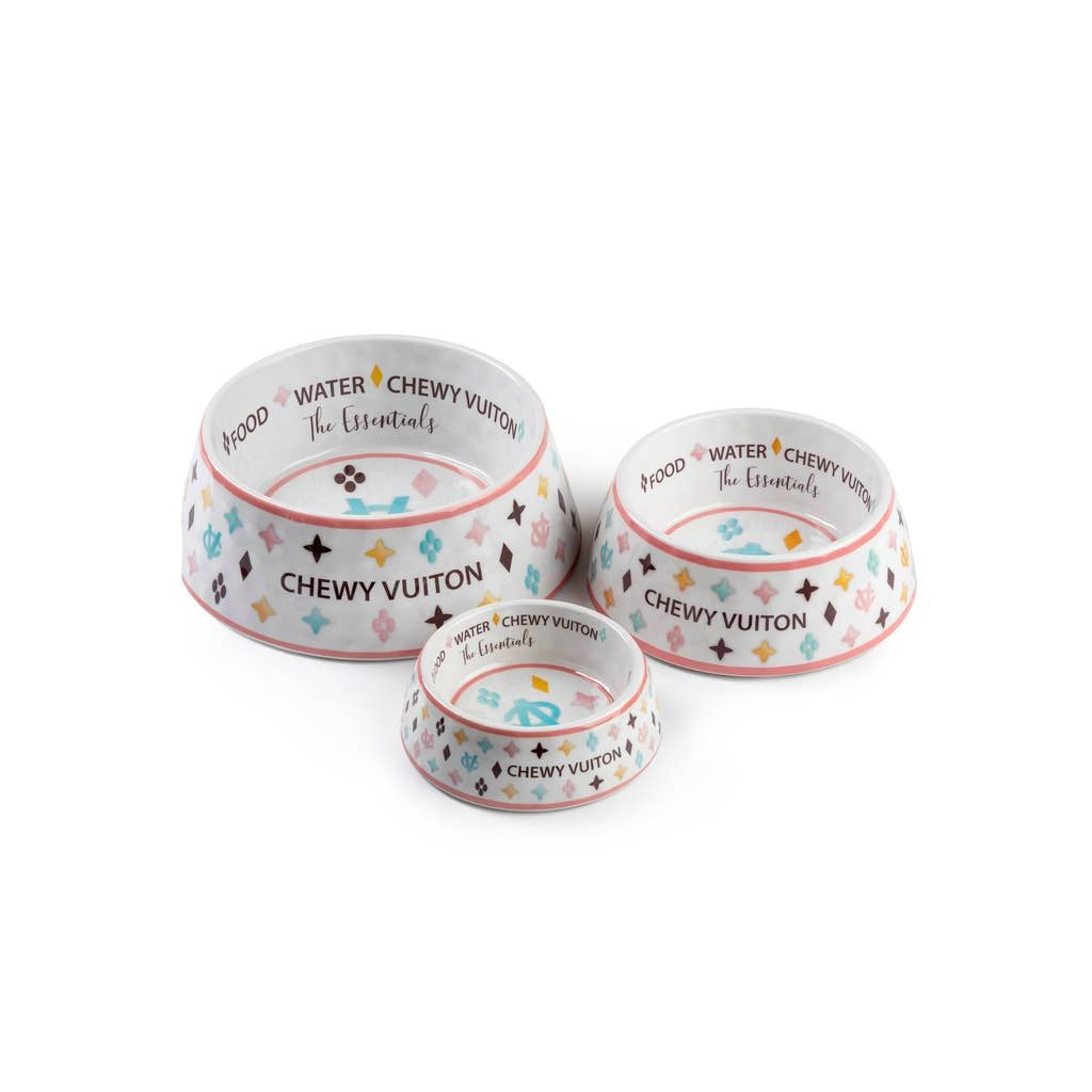 White Chewy Vuiton Bowl