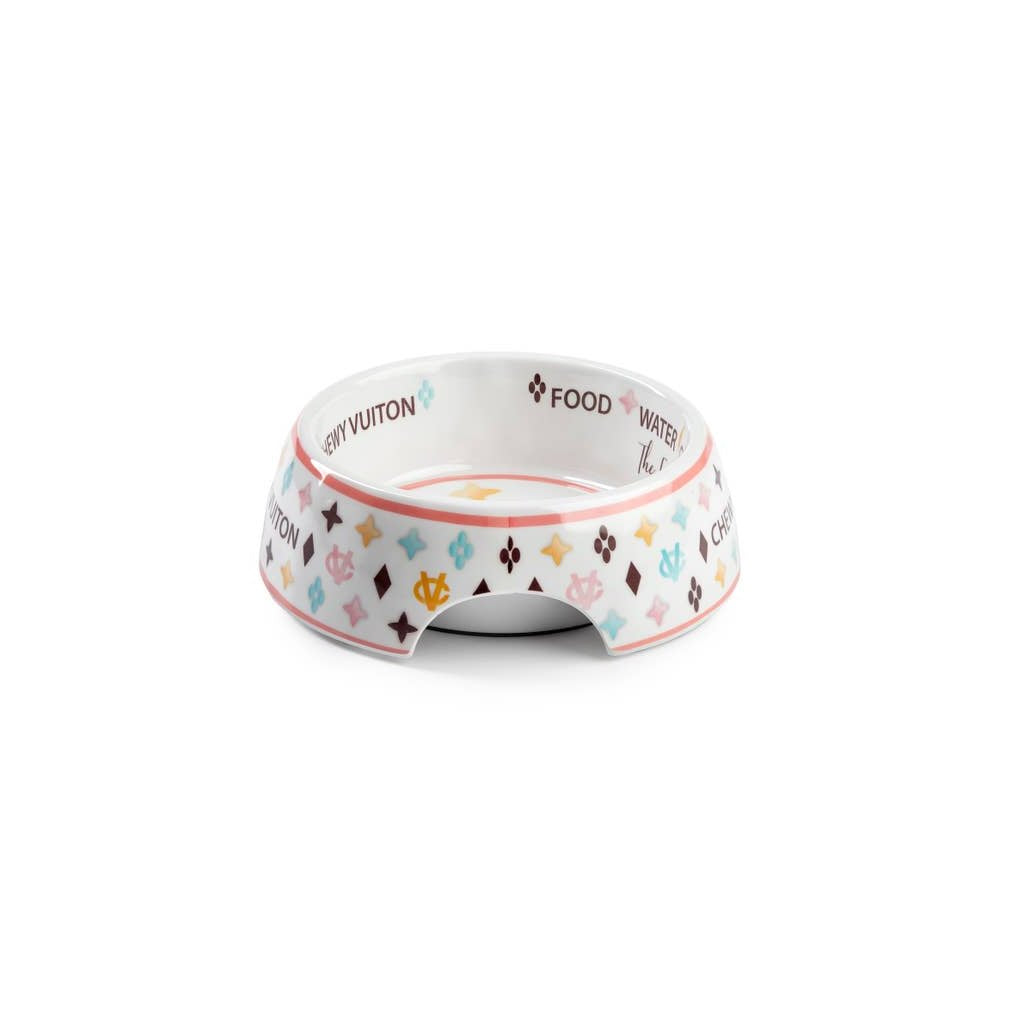 White Chewy Vuiton Bowl