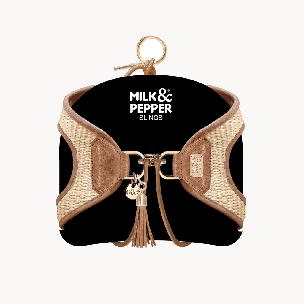 Assia Summer Straw Braided Dog Harness
