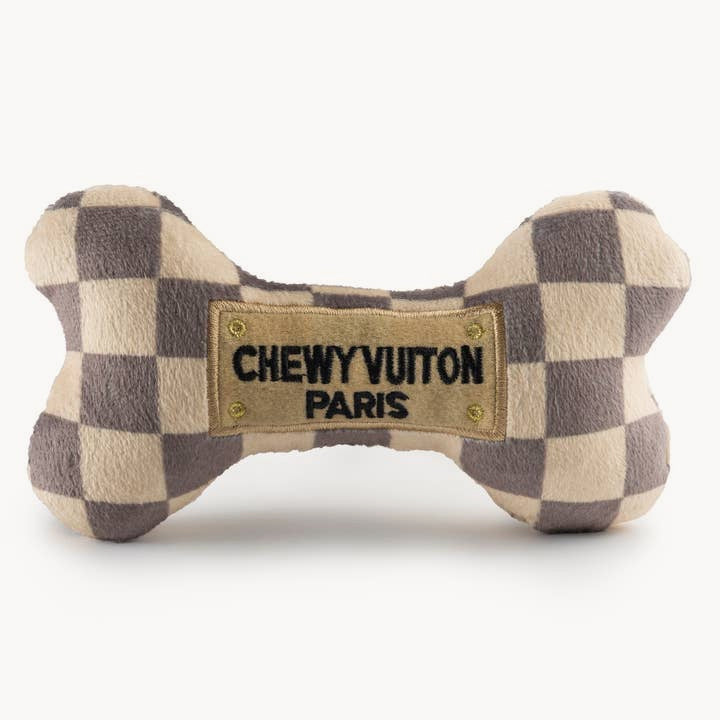 Chewy Vuiton Checker Bone Plush Toy