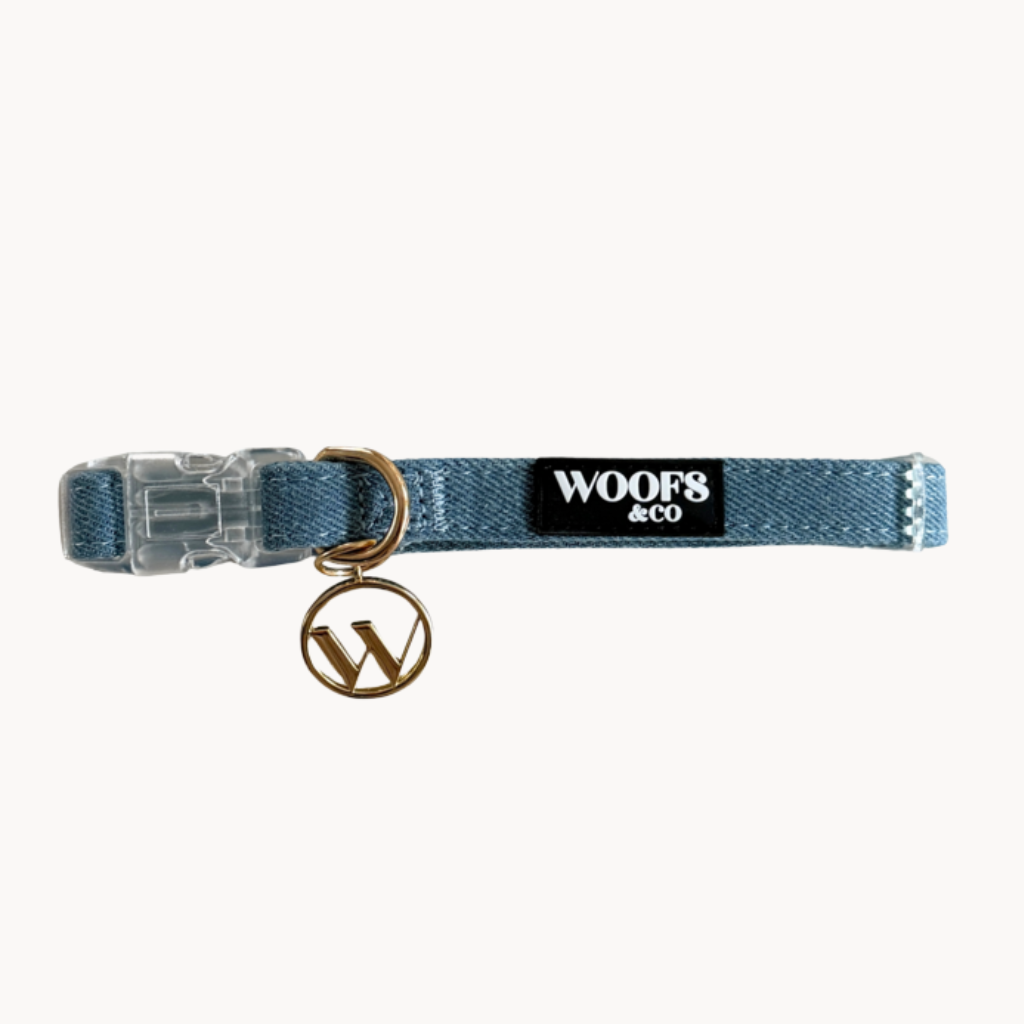 Denim Dog Collar with Charm