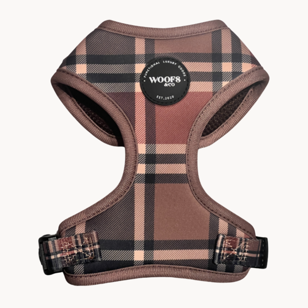 Tartan Tan Beige Dog Harness