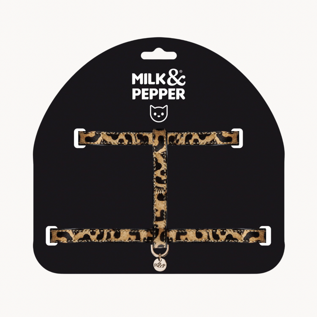 Leopard Leather Cat Harness