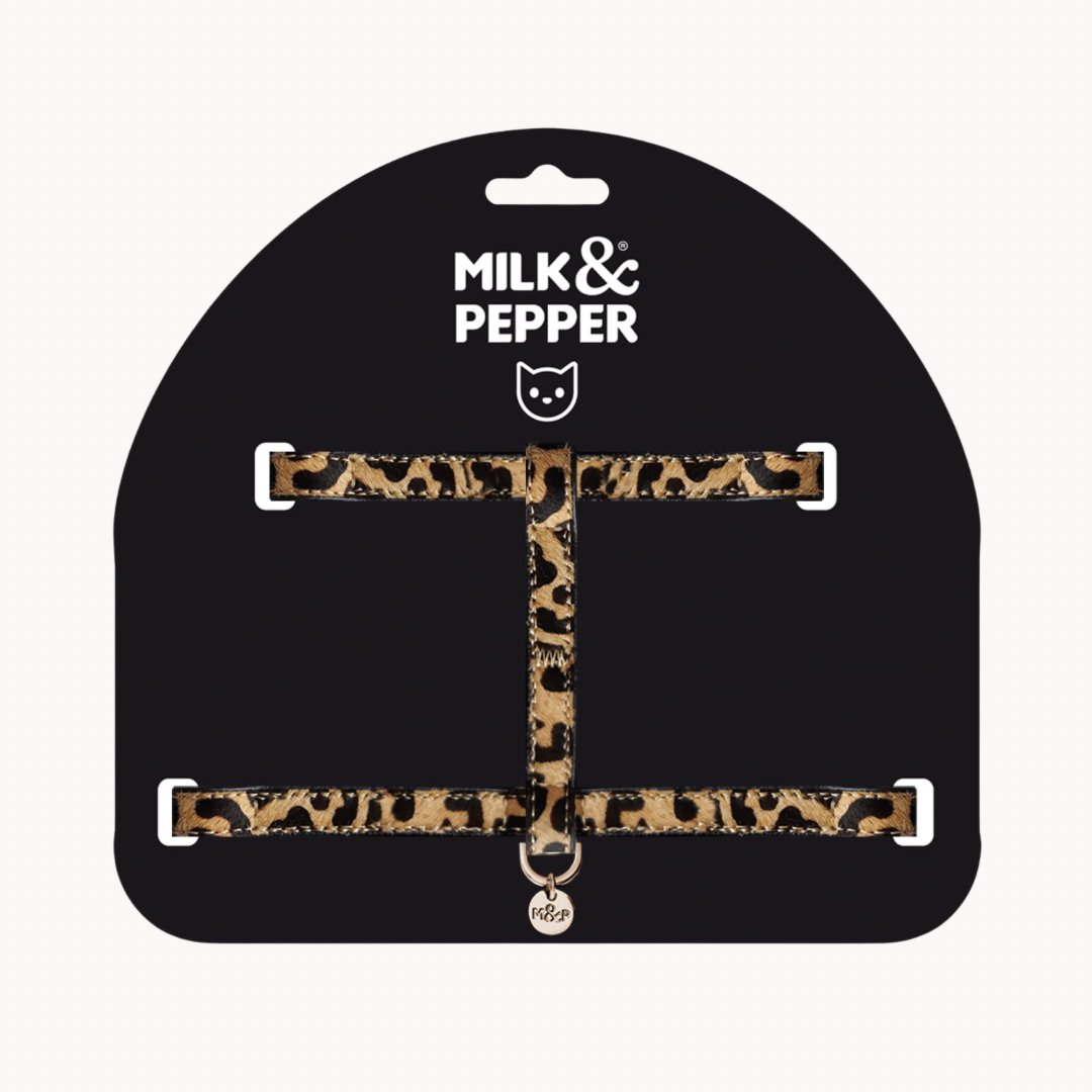 Leopard Leather Cat Harness